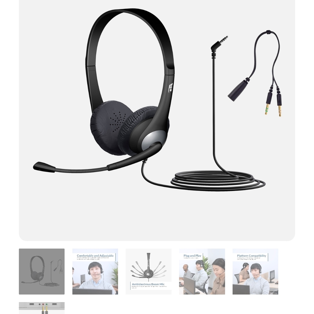 Black Wired Headphones with Microphone